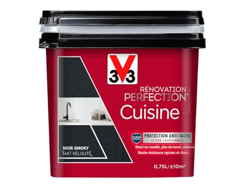V33 Peinture de rénovation cuisine, Rénovation perfection Noir smoky mat 750ml