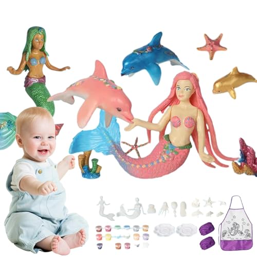 Figura De Sirena Para Pintar,Figuras De Pintura Artesanal Para Niños - Kit de pintura de...