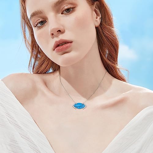 Feeot Natural Turquoise Necklace 925 Sterling Silver Pendant For Women Marquise Gemstone Jewelry Gift For Women Mother Daughter thumb #3