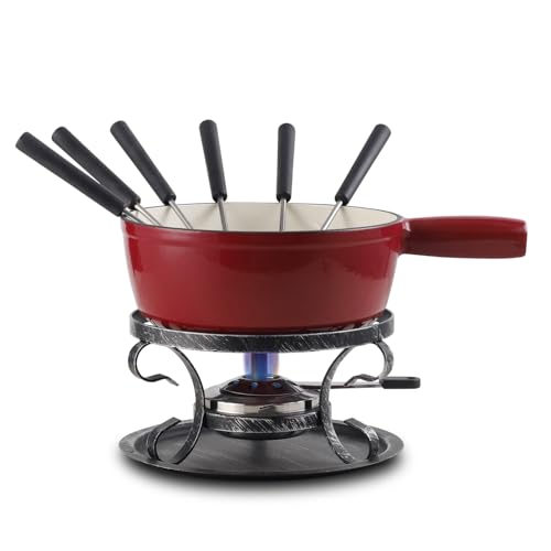 El Mejor Listado de Fondues de carne los 5 mejores. 47 Artestia Cast Iron Fondue Set (Red)