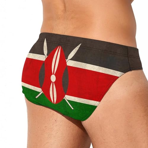Vintage Kenya Flag Men's Swim Briefs Low Waist Bikini Swimsuit Underwear Beach Swimwear3
