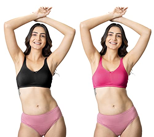 Image of Lyra 515 Valentina Full Covarage Solid Coloured Premium Cotton Moulded Bra for Women (Pack of 2) Multicolour