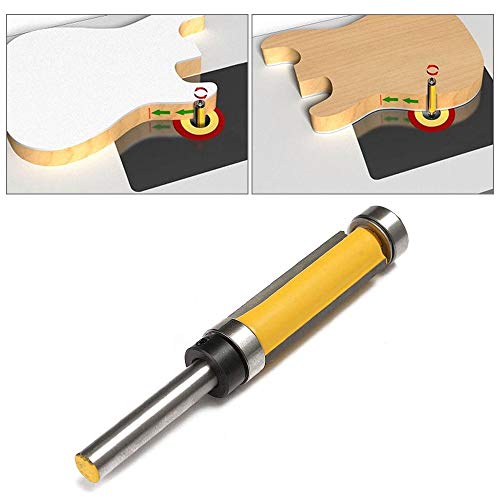 Mesee 2 Pieces Top & Bottom Bearing Flush Trim Router Bit Set, 1/4 Inch Shank Pattern Template Trimming Router Bits With Bearing Guide Woodworking Milling Cutter Tool - Cutting Height 1" & 1-1/2" #TOP5