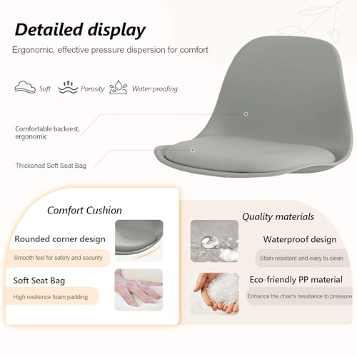 Image of JPBSTO Small Desk Chair Cute Armless Task Vanity Chair with Soft Padded Cushion, Plastic Height Adjustable Home Office Chairs for Teens Girls