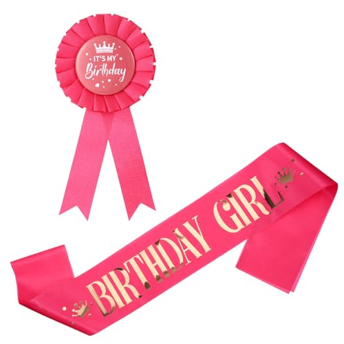 It's My Birthday Ribbon Satin Fabric Happy Birthday Tinplate Badge Pin Colorful Award, It's My Birthdays Brooch Happy Birthdays Button Pin for Girls, Award Badge Party Decoration