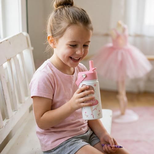 SANDJEST Ballet Water Bottle - Kids Water Bottle with Straw Lid - 12 Oz Insulated Stainless Steel Water Bottles for Kid Girls - Travel Cup for School Sports by SANDJEST - Used condition - Image 7