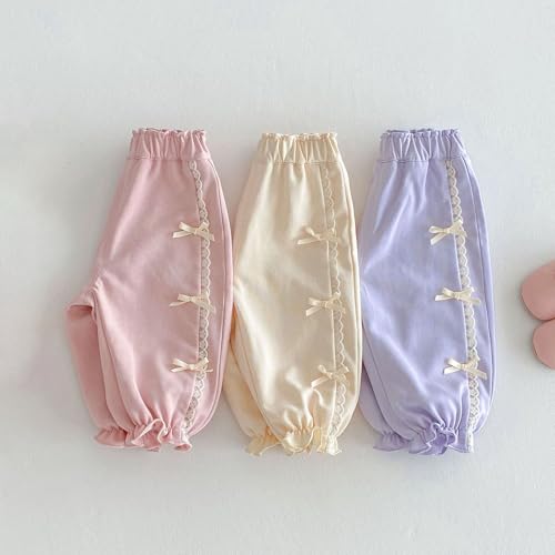 Toddler Baby Girls Cute Lace Pants Ruffle Elasticity Trouser Legs Casual Trousers Girls Bow Elegant Jogging Pants2