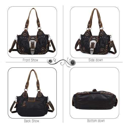 Image of Angel Kiss Hobo Bags for Women Vegan Leather Purses and Handbags Ladies Chic Shoulder Bags Crossbody Purses with Metal Studs