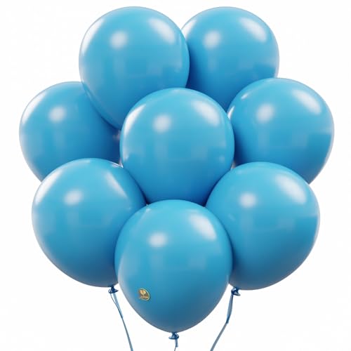 Image of AFTERLOON Biodegradable Natural Rubber Latex Balloons 50 pcs Light Blue 10 Inch, Plastic-Free Alternative Matte Color Durable Thickened Extra Strong Helium Float, for Garland Arch Wedding Decor