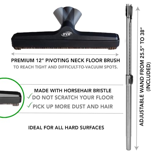 OVO Central Vacuum Deluxe Plus Kit, 35ft ON/Off Anti-KINKING Technology Low-Voltage Hose with a 360 Swiveling Handle and End-Cuff, Air Driven Turbo Brush, Deluxe Floor Brush and Cleaning Tools by OVO - Image 6