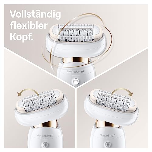 Braun Silk-épil 9 Flex set za uljepšavanje, ženski epilator / odstranjivač dlačica, FaceSpa odstranjivač dlačica s lica, 8 nastavaka, torbica, sa fleksibilnom glavom za lakše uklanjanje dlačica, 9300, bijelo/zlatno