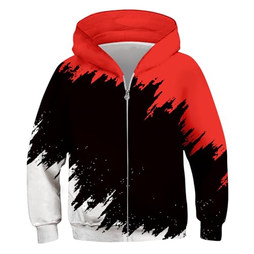Idgreatim 6-14T Boys Zip Up Hoodies Kids 3D Graphic Hoody Sweatshirt Zipper Pullover with Pockets