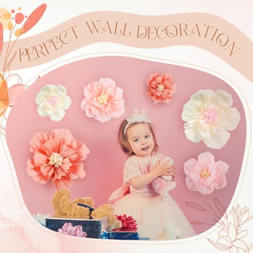 Image of Cholemy 36 Pcs Tissue Paper Flowers, Crepe Paper Flowers Decorations 8 inch 10 inch 12 inch for Wedding Party Baby Bridal Shower Carnival Party Birthday Nursery Wall Decor (Elegant Color)