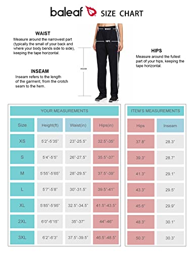 Baleaf Women's Track Pants Athletic Running Sweatpants Zipper Pockets Warm-Up Sports Jogging Pants Casual Black/White Size L #TOP5