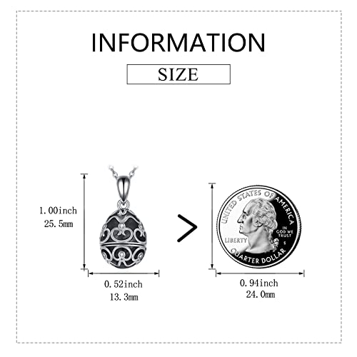 AXELUNA Fox Necklace Sterling Silver Easter Egg Necklace Fox Pendant Animal Jewelry Gifts for Women Girls Birthday Graduation Gift2