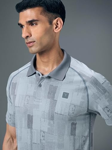 Image of TECHNOSPORT Men's Slim Fit Printed Half Sleeve Polo T-Shirt with Matpiq for Casual & Regular Use