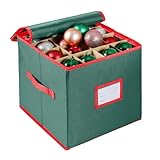Caja de almacenamiento para bolas de Navidad, organizador para decoraciones de árbol de Navidad, caja para bolas de Navidad con separadores para 64 bolas, contenedor de almacenamiento para