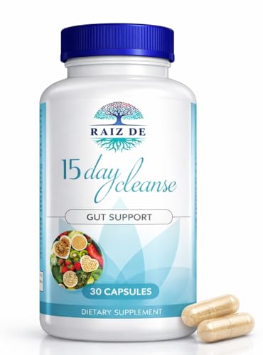 Raiz DE 15-Day Digestive Detox Gut Cleanse – Senna, Cascara Sagrada, Psyllium Husk & Probiotics | Natural and Gentle Colon & Gut Support for Regularity, Bloating Relief & Natural Detox | Vegan Non-GMO