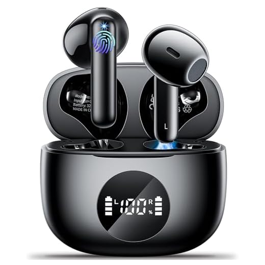 Cuffie Bluetooth,Auricolari Bluetooth 5.3 con 4 Mic Cuffie Wireless Bluetooth 40H LED Display ENC Cancellazione Rumore HiFi Stereo Touch Control IP6 Impermeabili Cuffie Wireless per Android iOS Nero