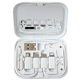 USB C to C Charging/Data Transfer Cable with Type C to Micro/iOS/USB A adapters OTG in Pocket Box with Makeup Mirror White