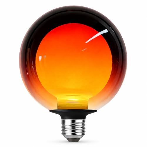 FLSNT G125 Decorative Large Globe LED Bulb, Dimmable Oversized Edison Bulb, 1800K Amber Glow, 4W (25W Eq.), 80lm, CRI82, E26, Vintage Light for Pendant, Wall Sconce, Lamp,UL Listed,FCC(1 Pac