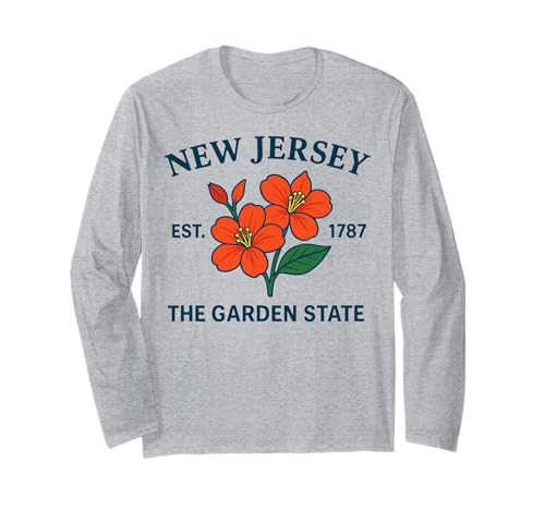 New Jersey Garden Flower State Lema Pride Souvenir Travel Manga Larga