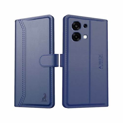 Image of AIBEX Compatible for Oppo K14 5G / Oppo A6 Pro 5G Flip Cover Leather Finish | Inside TPU with Card Pockets | Wallet Stand | Complete Protection Flip Case Blue