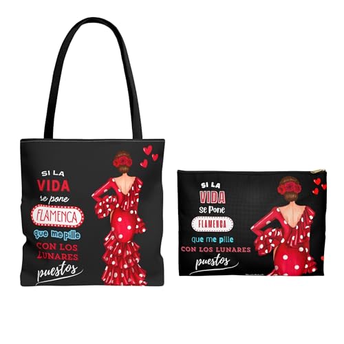 Imagen de IllustrArte Pack bolso tote Málaga 43x43 Macarena frase + neceser Granada 22x17 Macarena frase