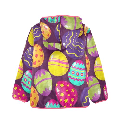 OTVEE Happy Easter Colorful Eggs Kids Hoodie Jacket Fall Spring Full Zip Warm Toddler Girl Coat2