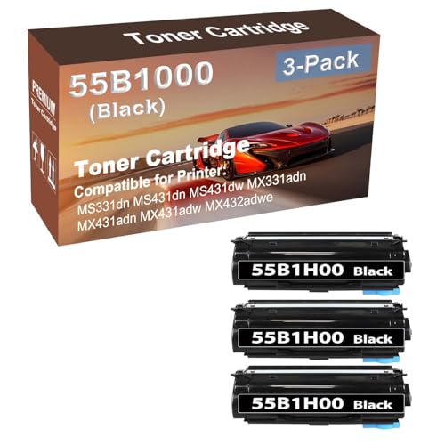 3-Pack Compatible High Capacity 55B1000 Toner Cartridge use for MS331dn MS431dn MS431dw MX331adn MX431adn MX431adw MX432adwe Printer (Black) -  Cuxwill, ZYM-35804
