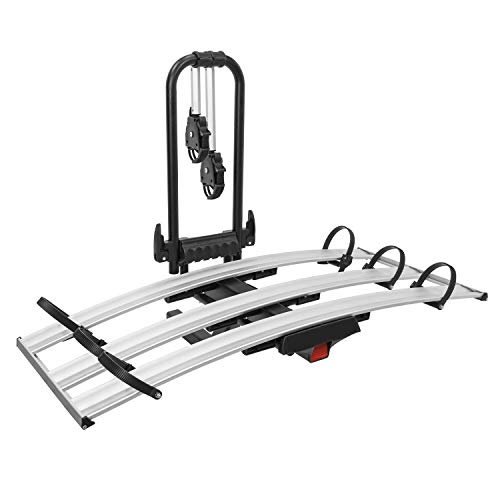 OMAC Auto Accessories Foldable Bike Rack Hitch Mounted | 3 Bicycle Carrier Racks Aadjustable Hitches Suitable for Electric Bikes and Fat Bikes