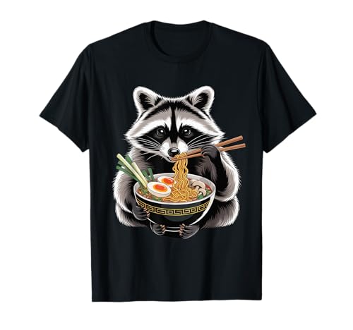 Kawaii Raccoon Eating Japanese Noodles Ramen Bowl Raccoon T-Shirt