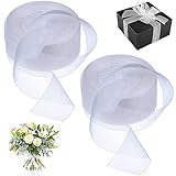 truee 2 Rollen Organza Bänder, Satinband, Organza Schleifenband, Satinband Verschönerungsband, für Bastelprojekte, Handwerk, Hochzeit, Party Dekorationen (Weiß)