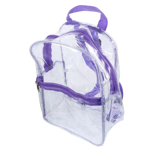 Clear PVC Transparent Backpack for Adults and Lightweight and Durable Shoulder Bag Stylish for and Daily Use Portable Purple