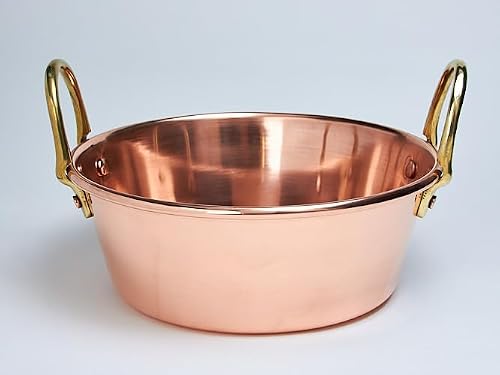 Premium Kupfer Marmeladentopf für Konfitüre & Gelee – Traditioneller Kupferkessel zum Einkochen – Perfekte Wärmeleitung, Keine Anhaftungen – Genietete Griffe – Verschiedene Größen (3L - 24 cm)