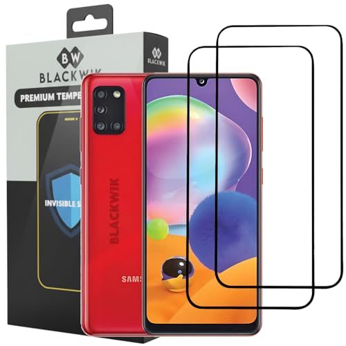Image of Blackwik Tempered Glass Screen Protector for Samsung Galaxy M32 4G / M22 / A32 4G / A31 / A22 4G / F22 with Edge-To-Edge Protector Coverage | Easy Installation Kit (Black) (Pack Of 2)