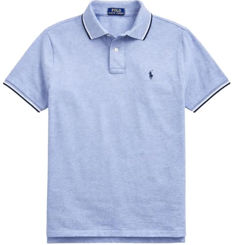 Image of POLO RALPH LAUREN Men's New Classic Fit Polo Shirt, Jamaica Blue Heather (Tipped Collar), XXL