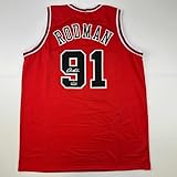 Facsimile Autographed Dennis Rodman Chicago Red Reprint Laser Auto Basketball Jersey Size Men's XL