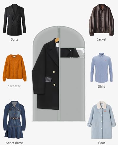 Garment Bags Garment Covers 2 Packs for travel 24 x 43 Inch PEVA Suit Bags for Storage Suits, T-shirts and Jackets, Suit Covers on Closet for Hanging Clothes