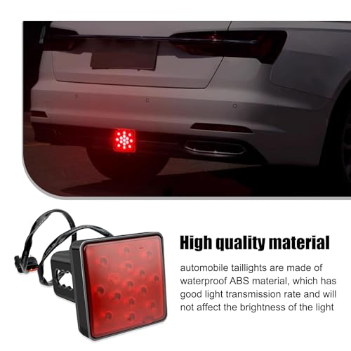 Sephile 1 PC Car LED Tail Light Accessories, Waterproof Durable Square Trailer Hitch Cover, Vehicle Brake Light with HD Len, Warning Function, Universal Lighting Bulbs for Most Cars (Red) - Thumbnail 7