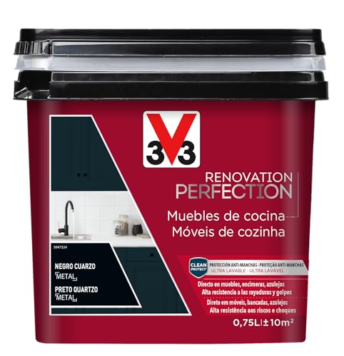 V33 Esmalte Renovation Perfection Cocina Negro Cuarzo Satinado 0,75L