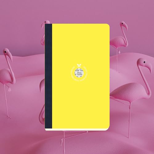 Image of flexbook Smartbook Notebook Ruled Yellow | Medium | 13x21cm - A5 (Minus) | 160 pages | 70gsm Fabriano Ivory Paper | Colorful Eco Paper Cover | with Dark Blue linen spine