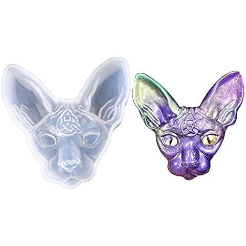 Sphynx Cat Head Silicone Resin Mold, Canadian Hairless Cat Beerus Devil DIY Hand Craft Epoxy Resin Molds for Making DIY Jewelry Necklace Pendant Keychain Handmade Crafts Cover