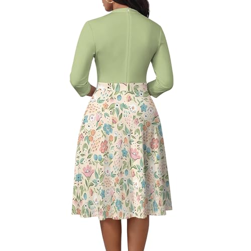 Image of PinkPatty Women's Casual A-line Midi Dresses 3 /4 Sleeve V Neck Fit and Flare Dress with Pockets