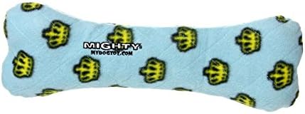 MIGHTY- No Stuff Bone-Blue– Squeaky Plastic Core. 2-in-1 Toy. Made Durable & Floats, Strong & Tough. Interactive Play Dog Toy (Tug, Toss & Fetch)