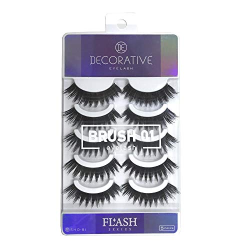 DECORATIVE EYES(デコラティブアイズ) DECORATIVE EYELASH デコラティブアイラッシュ つけまつげ 上まつげ用 FLASHシリーズ BRUSH ブラッシュ01 SE49064 5ペア (x 1)