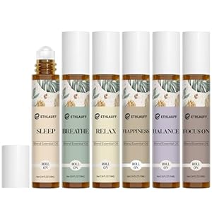 Essential Oils Roll On Set 6 Pack – (Relax, Sleep, Balance,Breathe, Focus on, Happiness) Aromatherapy Oil with Roller Ball, Essential Oils Blends for Skin – Relaxation Gift for Women and Men