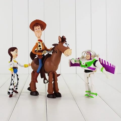Image of Trunkin Toys Set of 4 Action Figures - Woody, Lightyear, 15 cm | PVC Collectible Toys Buzz Figurine Miniatures