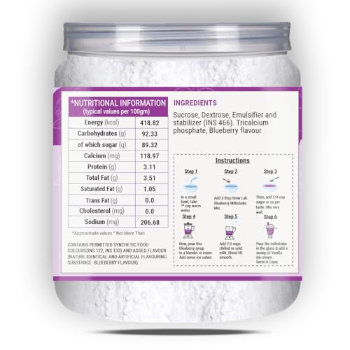 Image of Brew Lab Blueberry Flavour Milkshake Powder Mix | Instant Milkshake Powder | Healthy Milk Drink Mix-250 g
