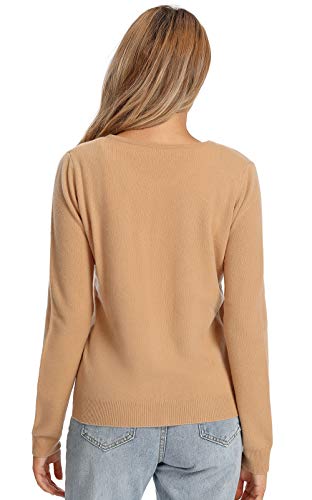 Lanpulux 100 Percent Wool Sweater For Women Cardigan Button Open Front Crewneck Top Camel #TOP4